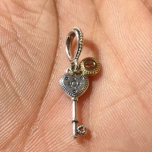 Pandora key to my heart dangle charm w 14k gold